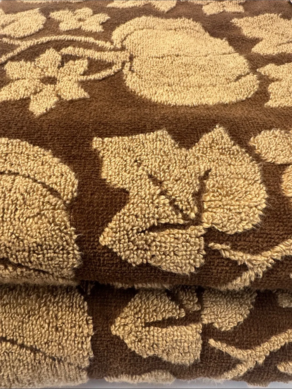 4pc CARO HOME Brown Pumpkin Pattern Bath Towel Set - Fall
